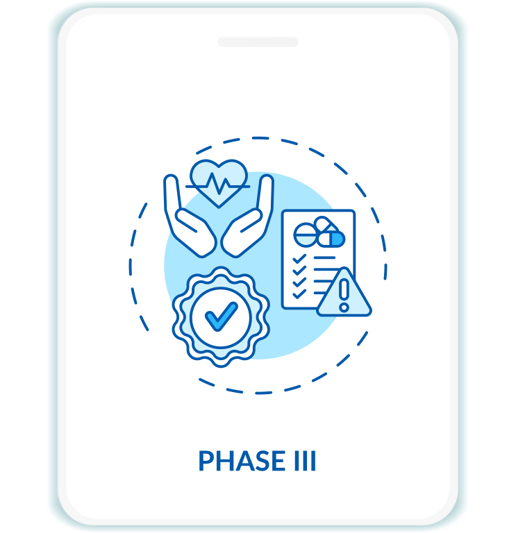 illustrated icon of hands and a heart, documents and approval checkmarks with "PHASE 3" title